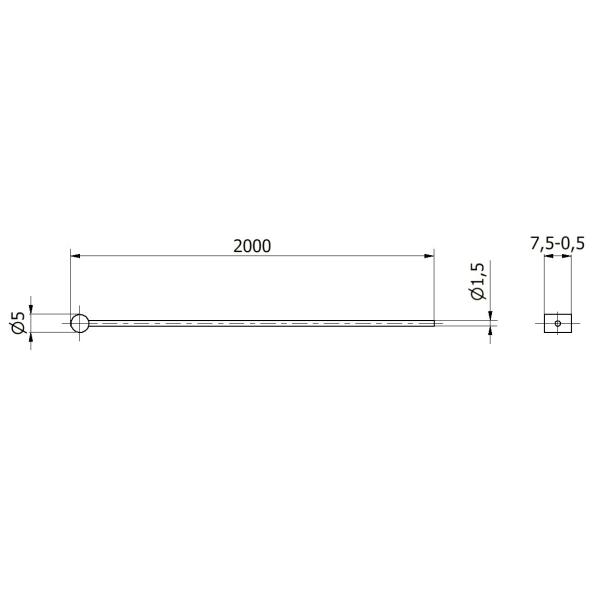 Bowdenzug Ø 1,5 mm x 2000 mm mit Nippel D